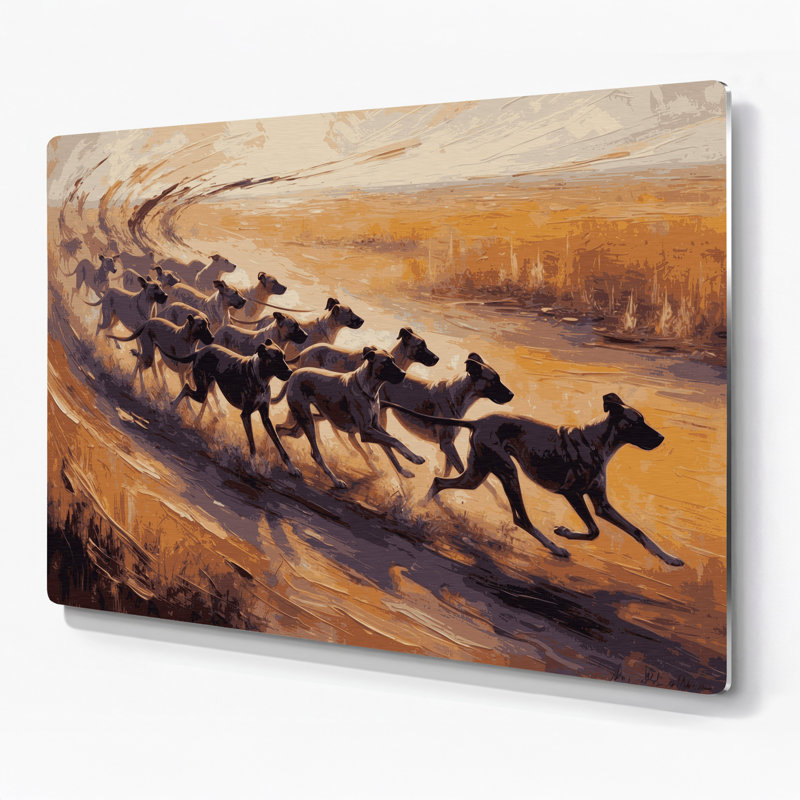 Chiens Azawagh, art mural en métal brun, H 16 po x l 20 po