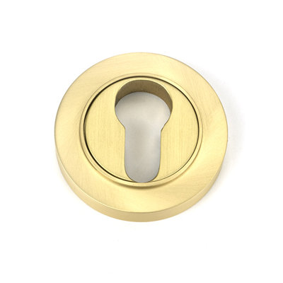 Concealed Satin Brass Round Euro (Plain) Escutcheon