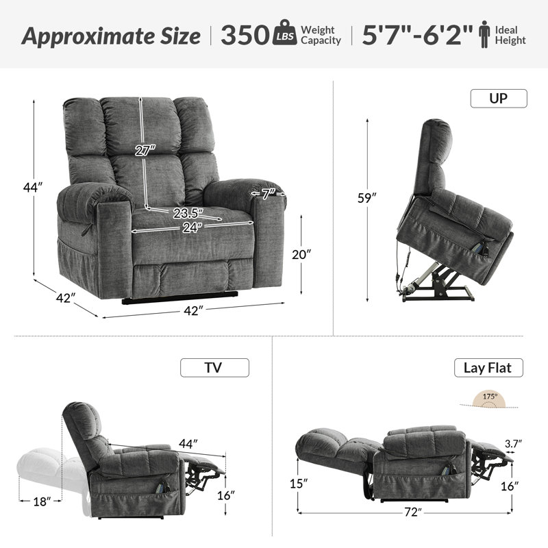 Fauteuil inclinable massant chauffant Massouma, Gris