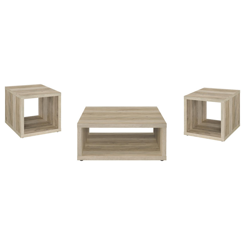 Ensemble de table basse et de bout Grason, Pin patiné, 3 pièces: 2 tables de bout, table basse