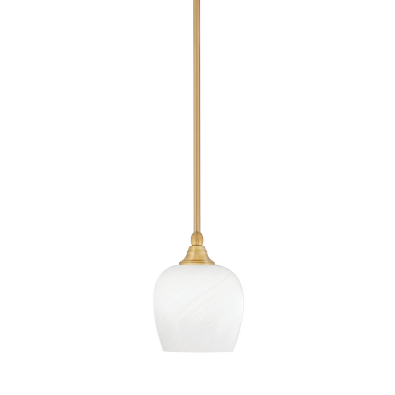 Mini-luminaire suspendu suspendu au fini nouvel âge avec verre de 6 po, Blanc