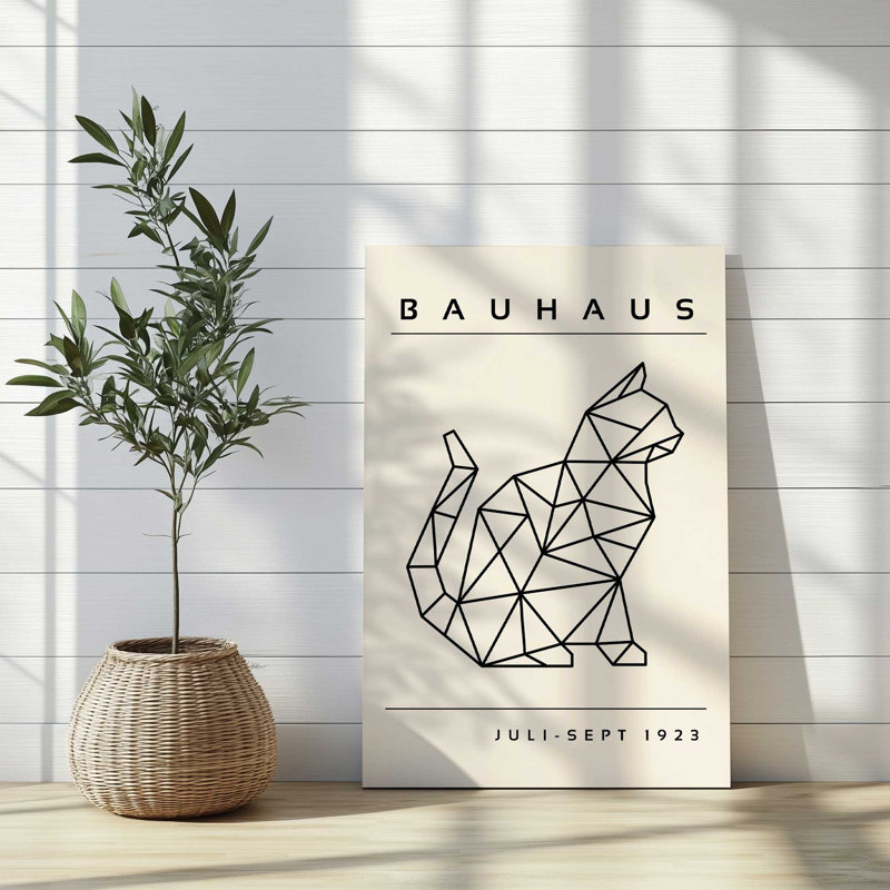Chat géométrique Bauhaus 1923 roulé, Toile tendue, H 30 po x l 20 po x P 1,25 po