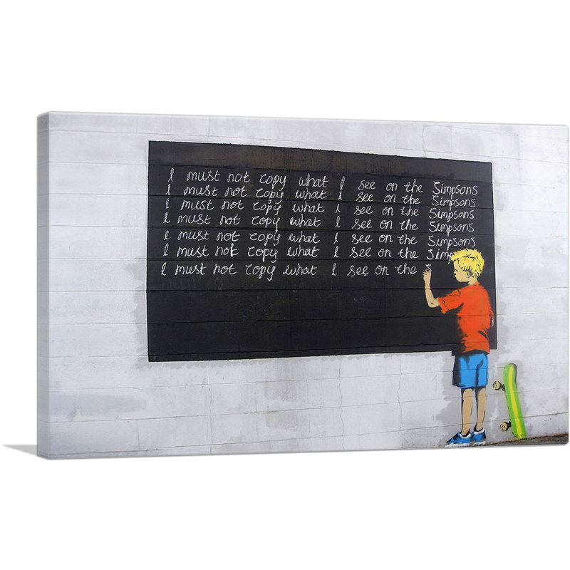 «I Must Not Copie What I See on Simpsons» par Banksy, reproduction d'art sur toile tendue, H 18 po x l 26 po x P 0,75 po