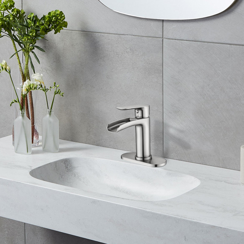 Single Handle Single Hole Bathroom Faucet With Drain Assembly, Brushed Nickel