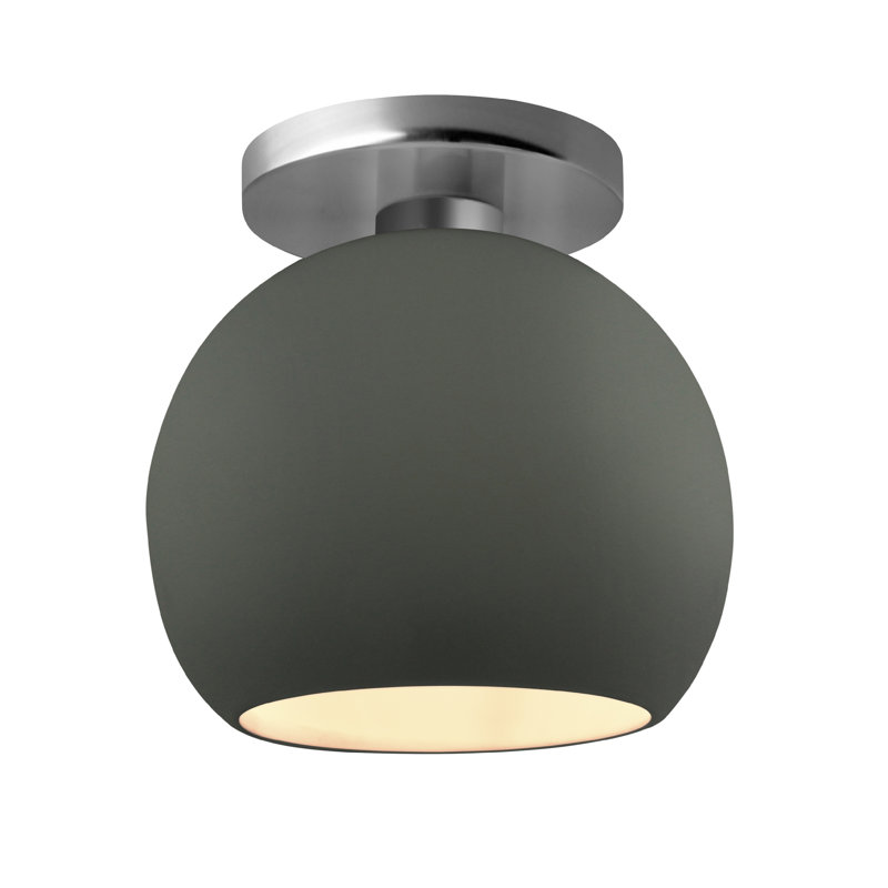 Plafonnier semi-encastré Radiance, H 9 po x l 10 po x P 10 po, Vert étain / nickel brossé, Nickel brossé