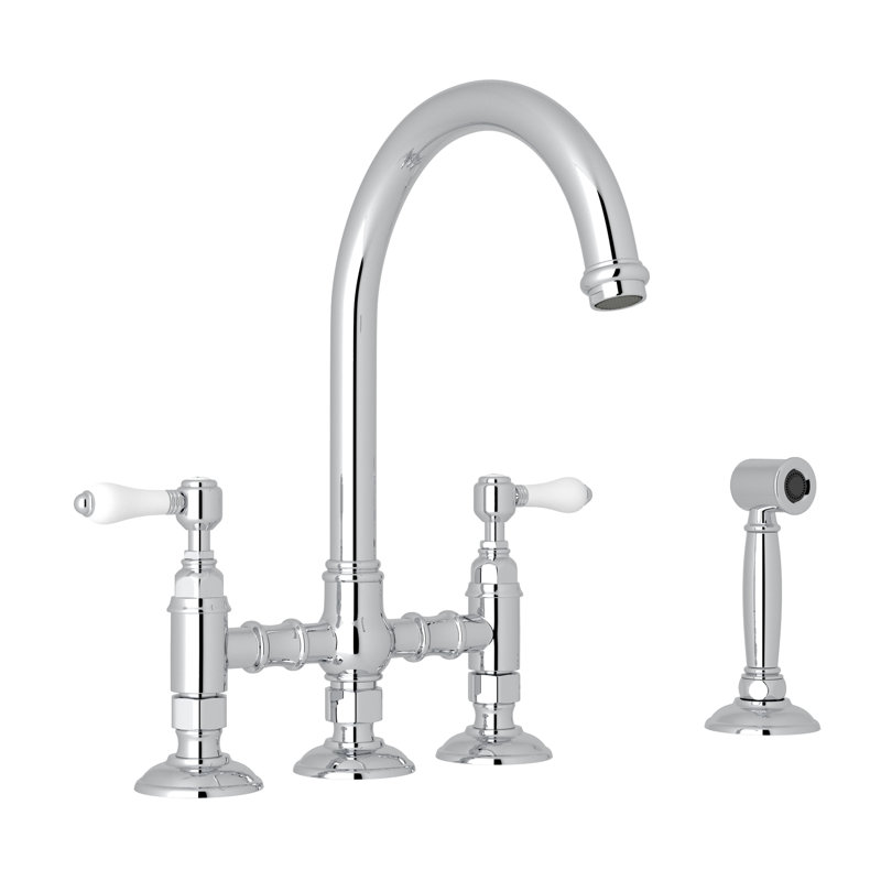 San Julio Bridge Faucet with Accessories, Polished Chrome