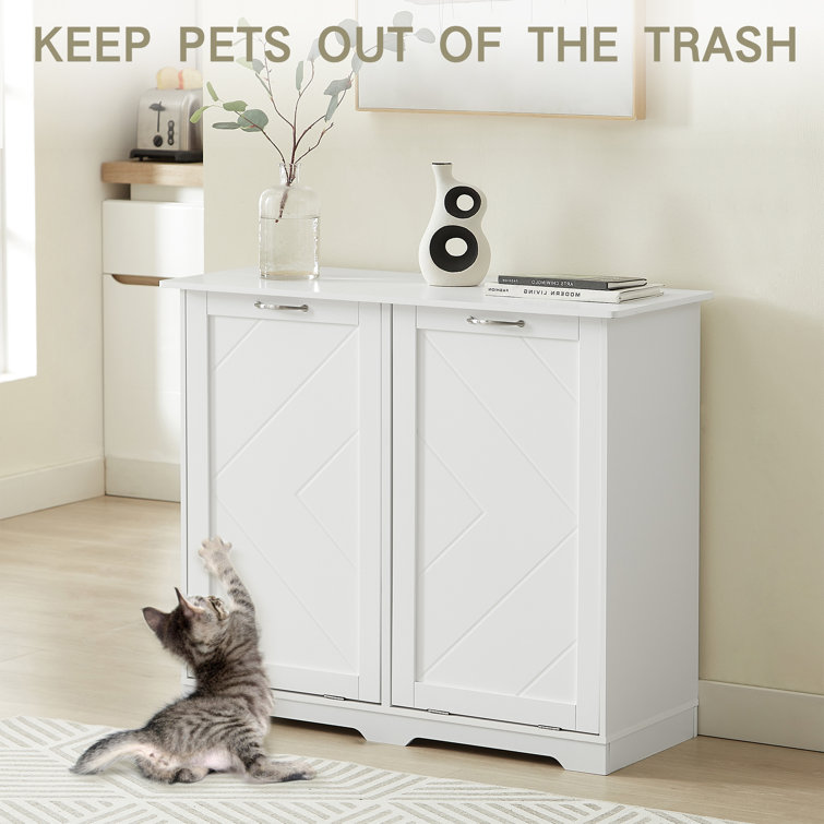 Double Tilt Out Kitchen Trash Can Storage Cabinet Laundry Hamper Sorter  Cabinet