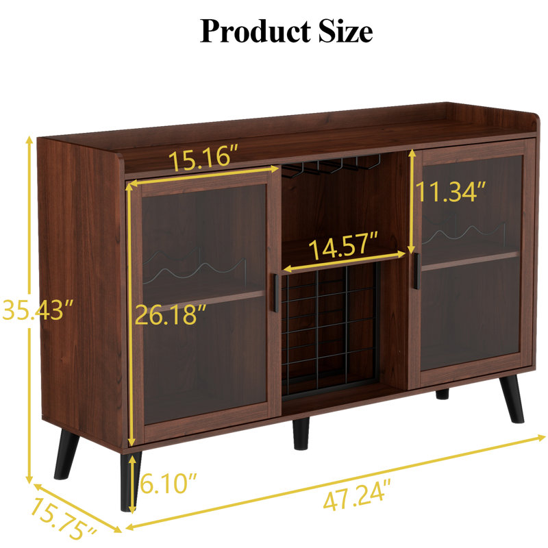 Ermo 47.24 " L Bar Cabinet, Brown