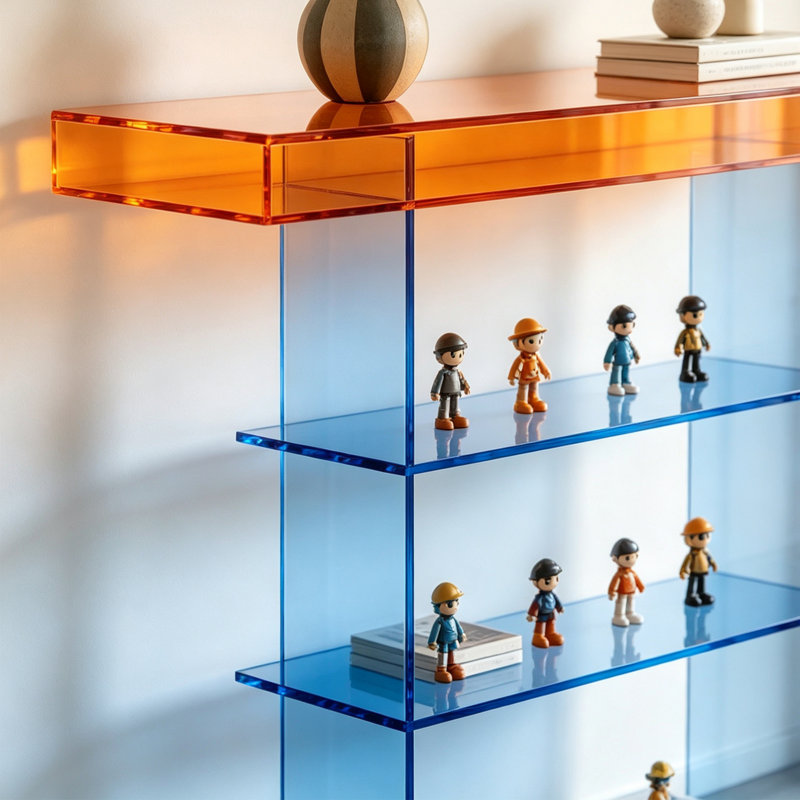Console moderne en acrylique avec tablettes, H 29,53 po x l 39,37 po x P 13,78 po
