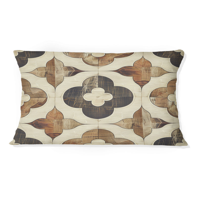 Coussin brun à motif quadrilobe I - Mid-Century
