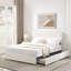 Grand lit plateforme tapissier Livcle Ivory Boucle