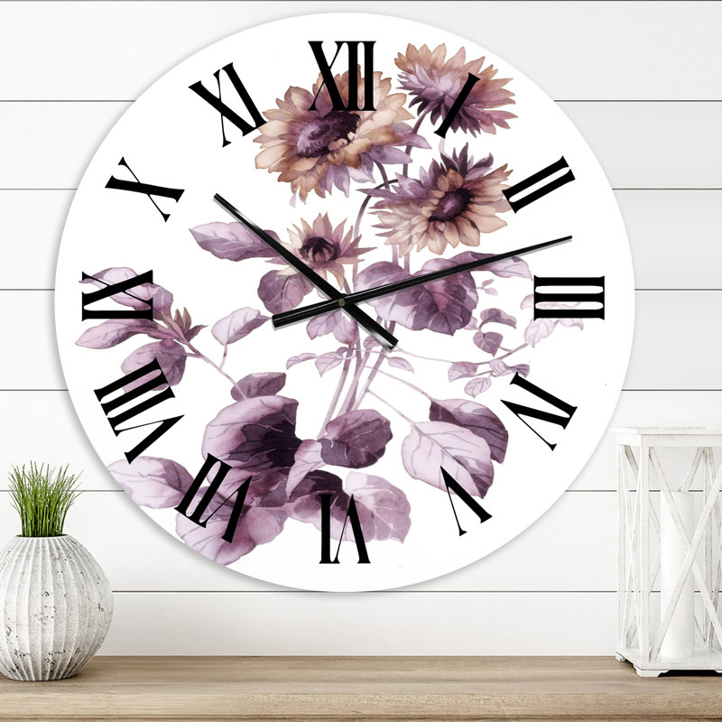 Mauve Wildflowers III - Horloge murale traditionnelle, Petit