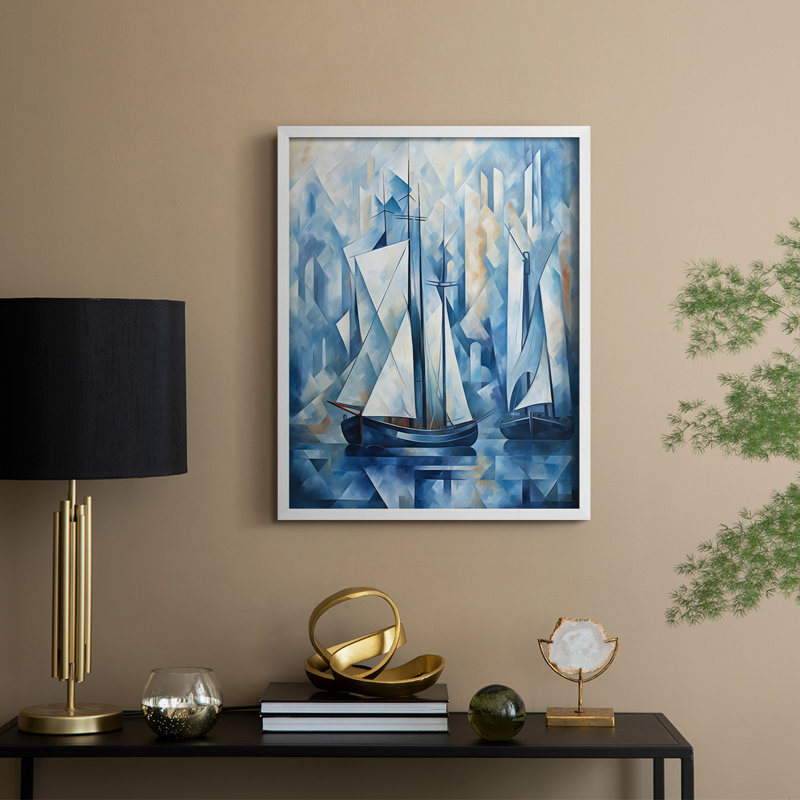 NAUTICAL Series CCCCLIXIX - Impression encadrée de qualité supérieure - Prêt à être accroché - Aucun clou requis, Blanc