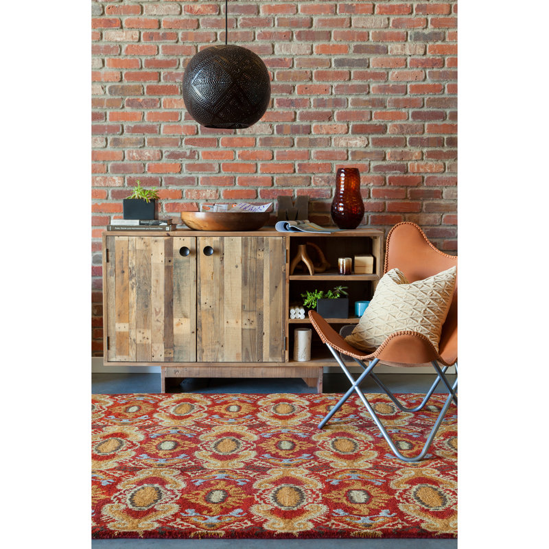 Rupec Brown/Red Abstract Area Rug, 5' x 7'6"