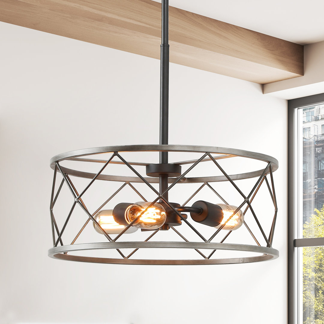 Lateefah 3 - Light Lantern Drum Pendant 17 Stories