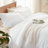 Andency White Ruffle Comforter Twin XL(68x92Inch), 2 Pieces(1 Ruffled Comforter and 1 Pillowcase) Solid Farmhouse Bed, Vintage Rustic Soft Microfiber Bedding Set-124610458-124610432