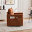 Fauteuil d'appoint pivotant demi-tonneau Mid-Century moderne, chenille rembourrée épaisse pivotante à 360 degrés, brun ton bois pour le salon-1556871570