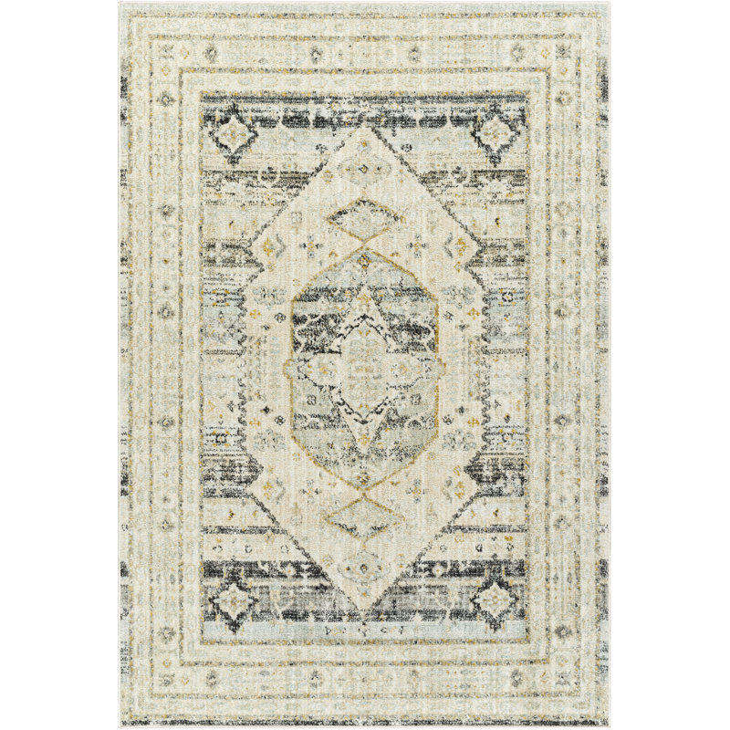 Isla Traditional Gray Indoor/Outdoor Area Rug, Rectangle 5' x 8'