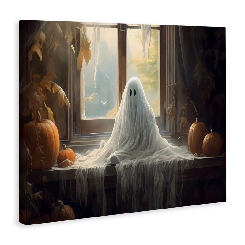 Fantôme assis dans une toile de fenêtre, design par LSR Design Studio, H 24 po x l 30 po