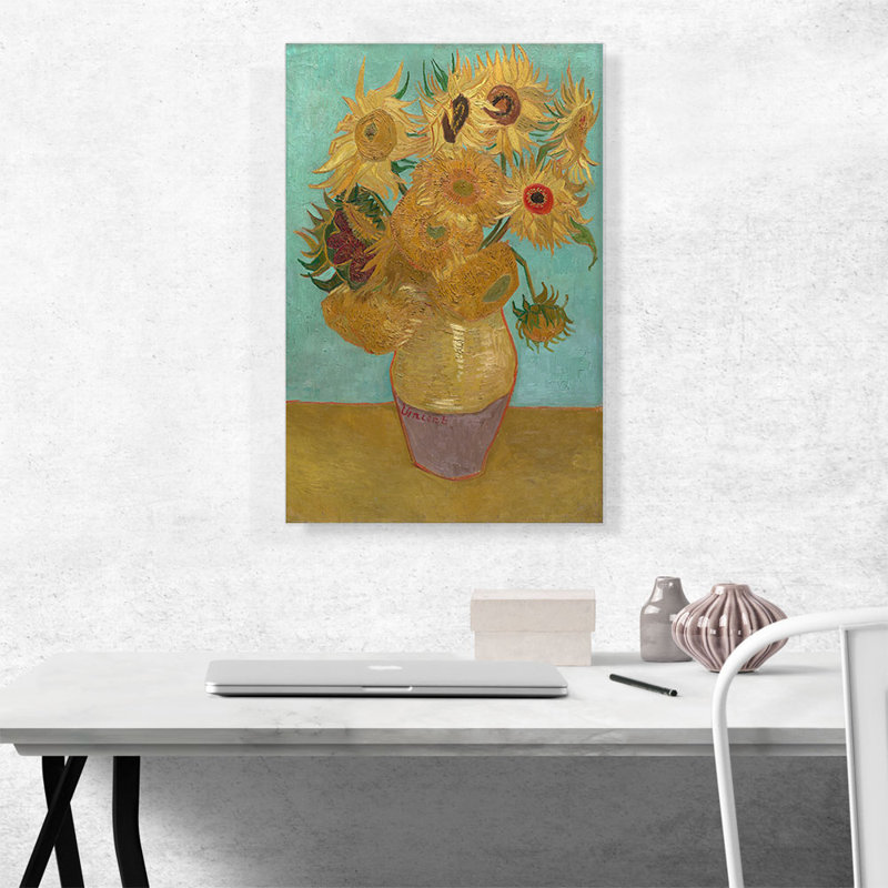 Tournesols sur fond bleu - Impression, H 26 po x l 18 po x 1,5 po
