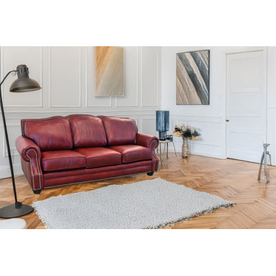 Stana 100" Wide Genuine Leather Sofa with Nailhead Trim