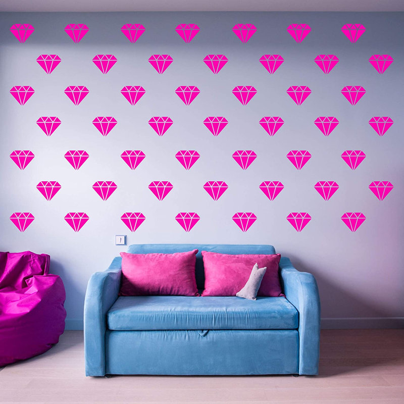 Décalcomanie murale Diamond, Rose vif