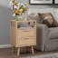 Ensemble de 2 tables de chevet avec tiroirs et rangement en bois-930382610