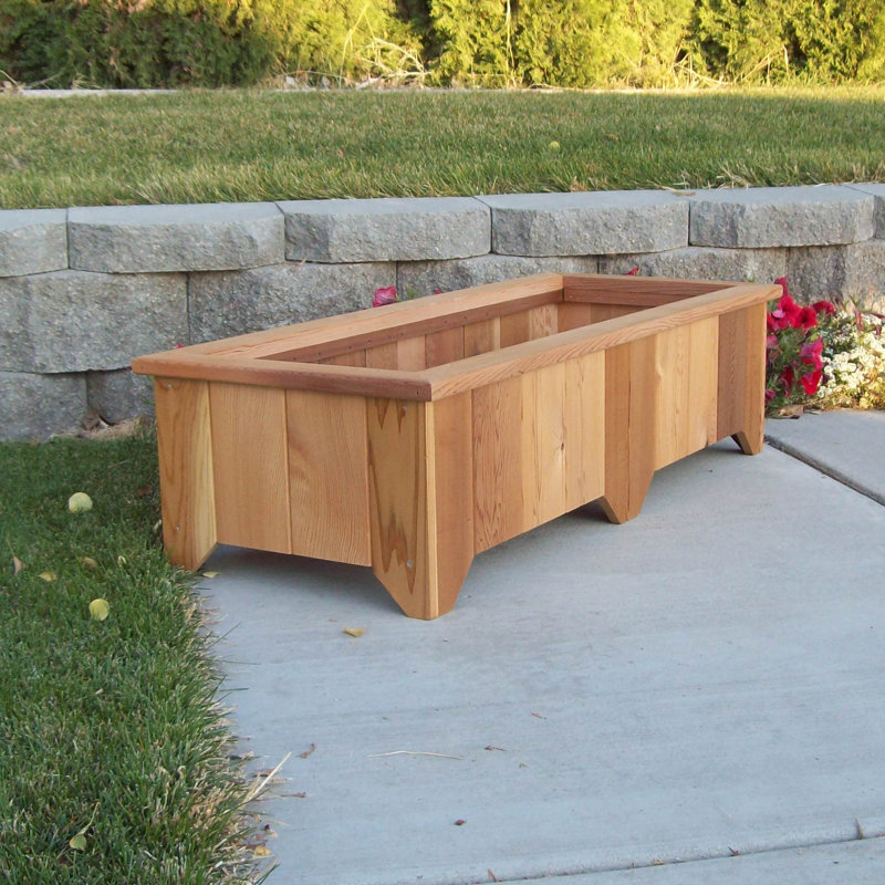 Cainsville Handmade Wood Planter Box, Cedar Stain, 13" H x 50" W x 20" D