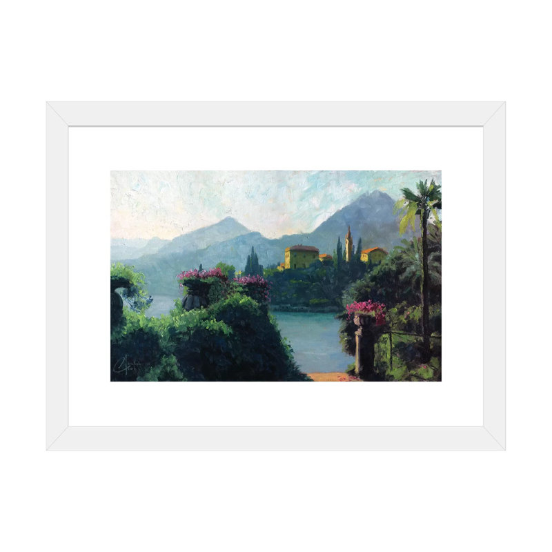 «Lake Como, Italy» par Christopher Clark, reproduction d'art, H 16 po x l 24 po x P 1 po, Papier encadré blanc