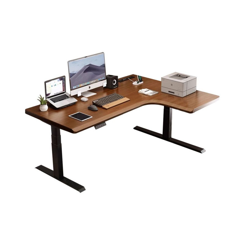 Bureau en coin en bois massif électrique à hauteur réglable Bureau en coin à hauteur réglable en L, Oui