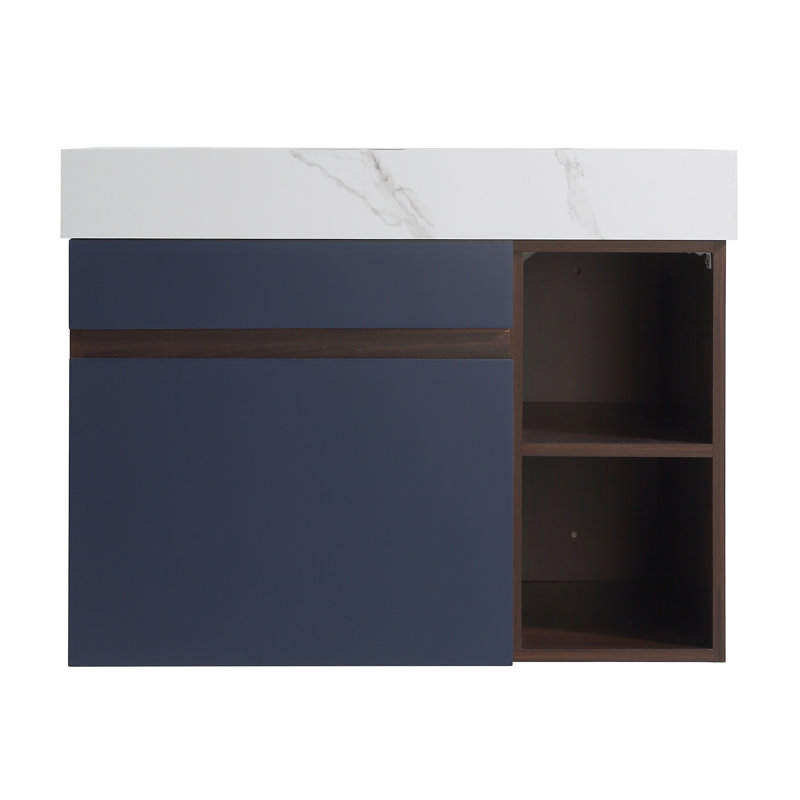 Ensemble de meuble-lavabo mural simple 30 po, Bleu marine