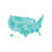 Aquamarine Watercolor Map Of The Usa With States And State Capitals by Blursbyai - Gallery-Wrapped Canvas Giclée on Canvas-1008343658-1008343657