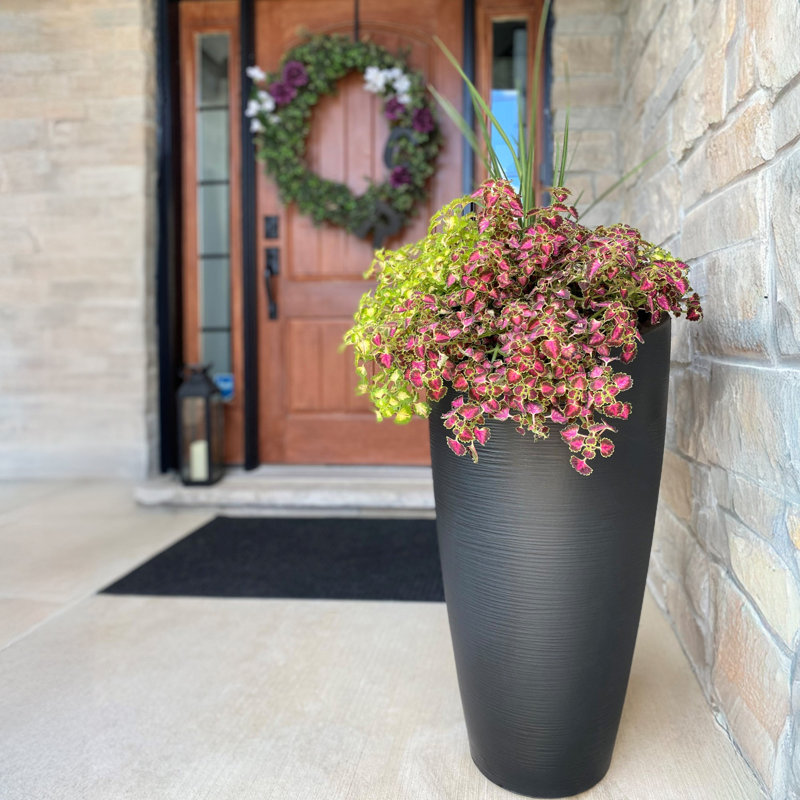 Marazzi Double Walled Tapered Pot Planter, Black, 32" H x 16" W x 16" D