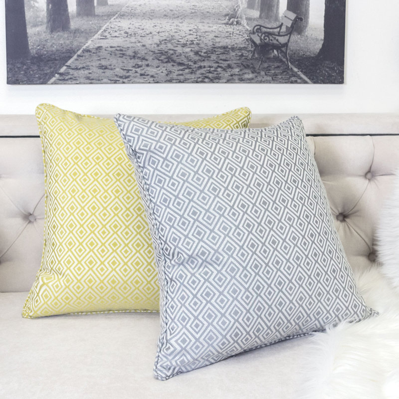 Kaence Geometric Reversible Throw Pillow, Silver