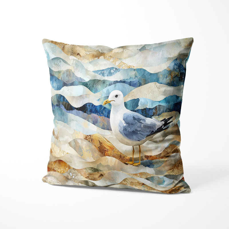 Coussin Coastal Seagull The Watchful Gull I - Coussin décoratif pour animaux, H 18 po x l 18 po