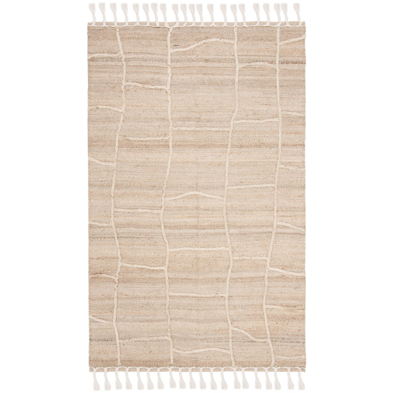 Digiacomo Natural Fiber Hand Woven Jute Solid Color Rug, Rectangle 4' x 6'