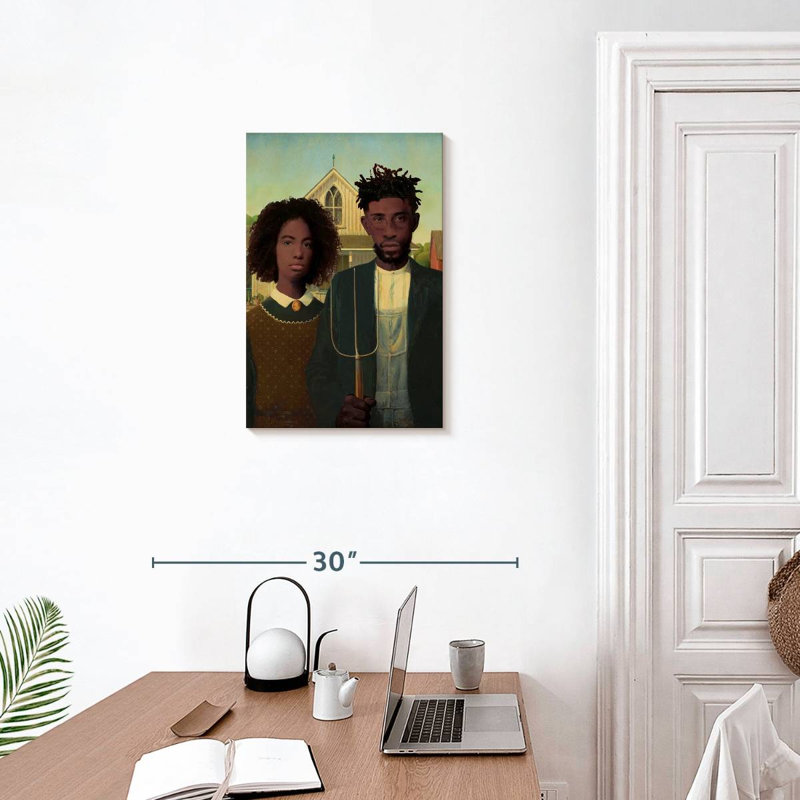 Leisha, le couple de fermiers, H 24 po x l 16 po