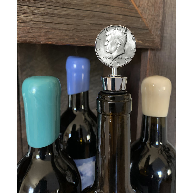 Silver JFK Half Dollar Coin Wine Bottle Stopper