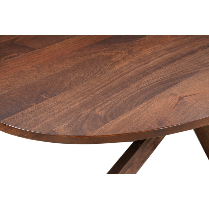 7-piece Live Edge Solid Wood Dining Set, Beige/Dark Brown