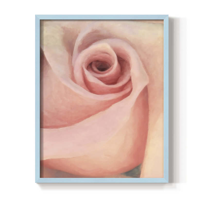 «Soft Flower Petals III», reproduction encadrée - bois massif, H 21 po x l 17 po, Bleu