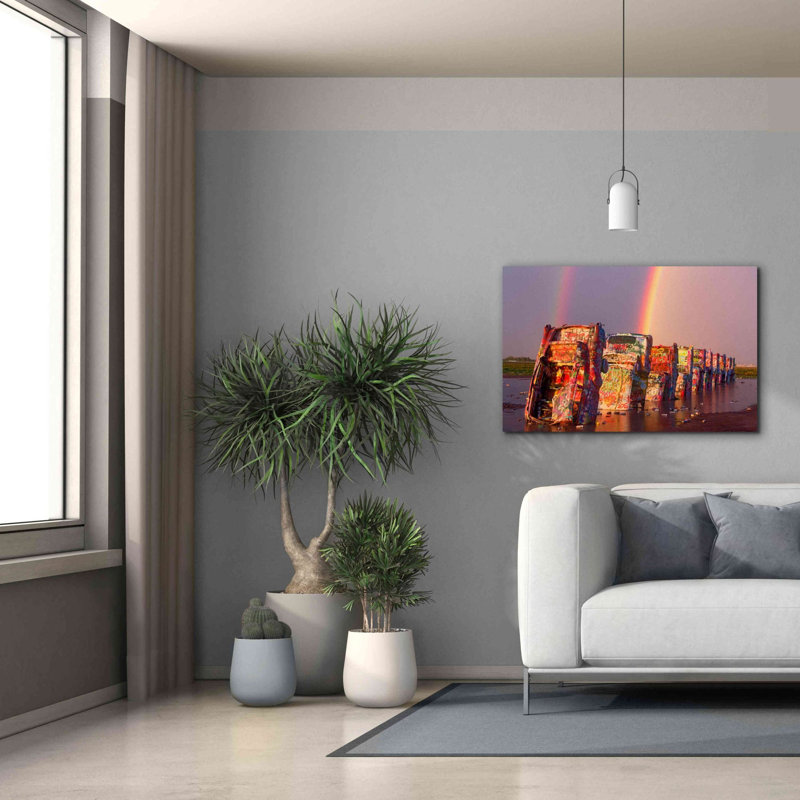 «Cadillac Ranch Rainbow» par Mike Jones, estampe numérique sur toile, H 26 po x l 40 po x P 1,5 po