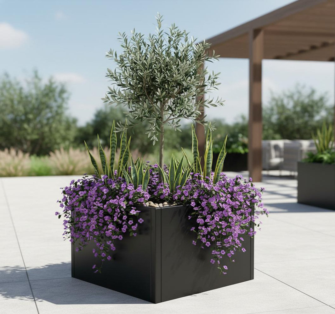 Latitude Run® Metal Planter Box for Outdoor Plants, with Drainage Holes ...