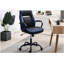 Chaise de jeu bleue et noire en similicuir de bureau, conception ergonomique unique avec roulettes et accoudoirs-1946710757