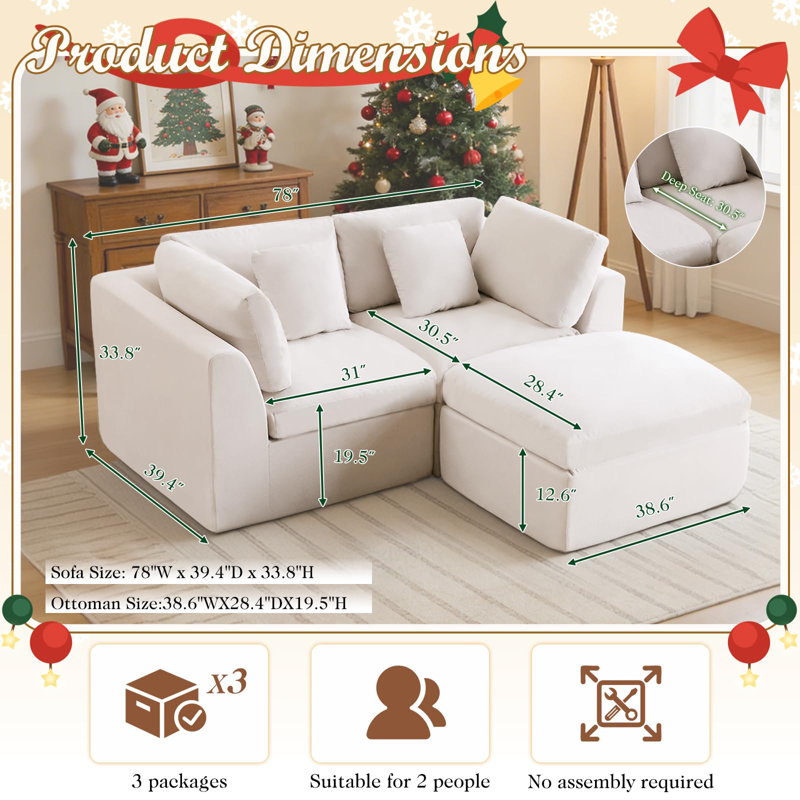 Canapé modulaire Comfy Cloud Couch, Blanc, 1, 2