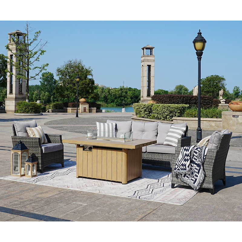 5 - Person Patio Conversation Set with Cushions, Brown