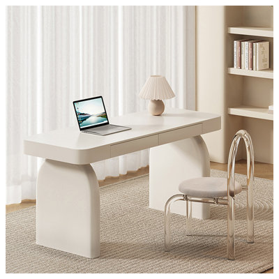 French-Style Cream Solid Wood Office Desk