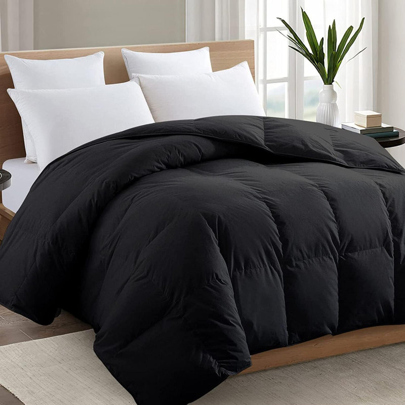 Premium 2100 Series California King Comforter All Season Breathable Cooling Black Comforter Soft 4D Spiral Fiber Quilted Down Alternative Duvet With Corner Tabs Hotel Style