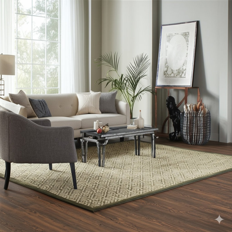 Tapis noir sophistiqué en laine noué à la main de style transitionnel Nadia, Rectangle 9 pi x 12 pi