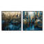 Élégance urbaine dorée et bleue - Ensemble de 2 collages abstraits carrés-1387710420-1387710421