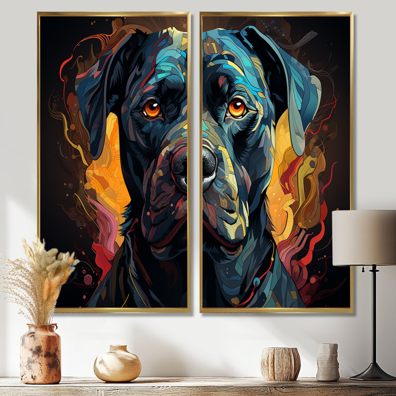 Cane Corso Confidence - animaux, art mural, 40" H x 40" W, Impression encadrée flottante, Gold